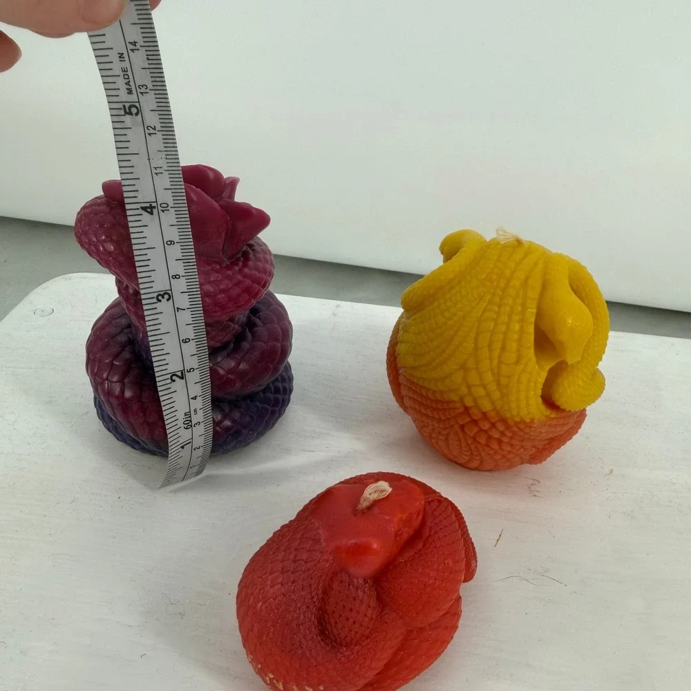 Handmade Snake Candle Set of 3 Multicolor Soy Wax Gothic Witchy Aesthetic Bright